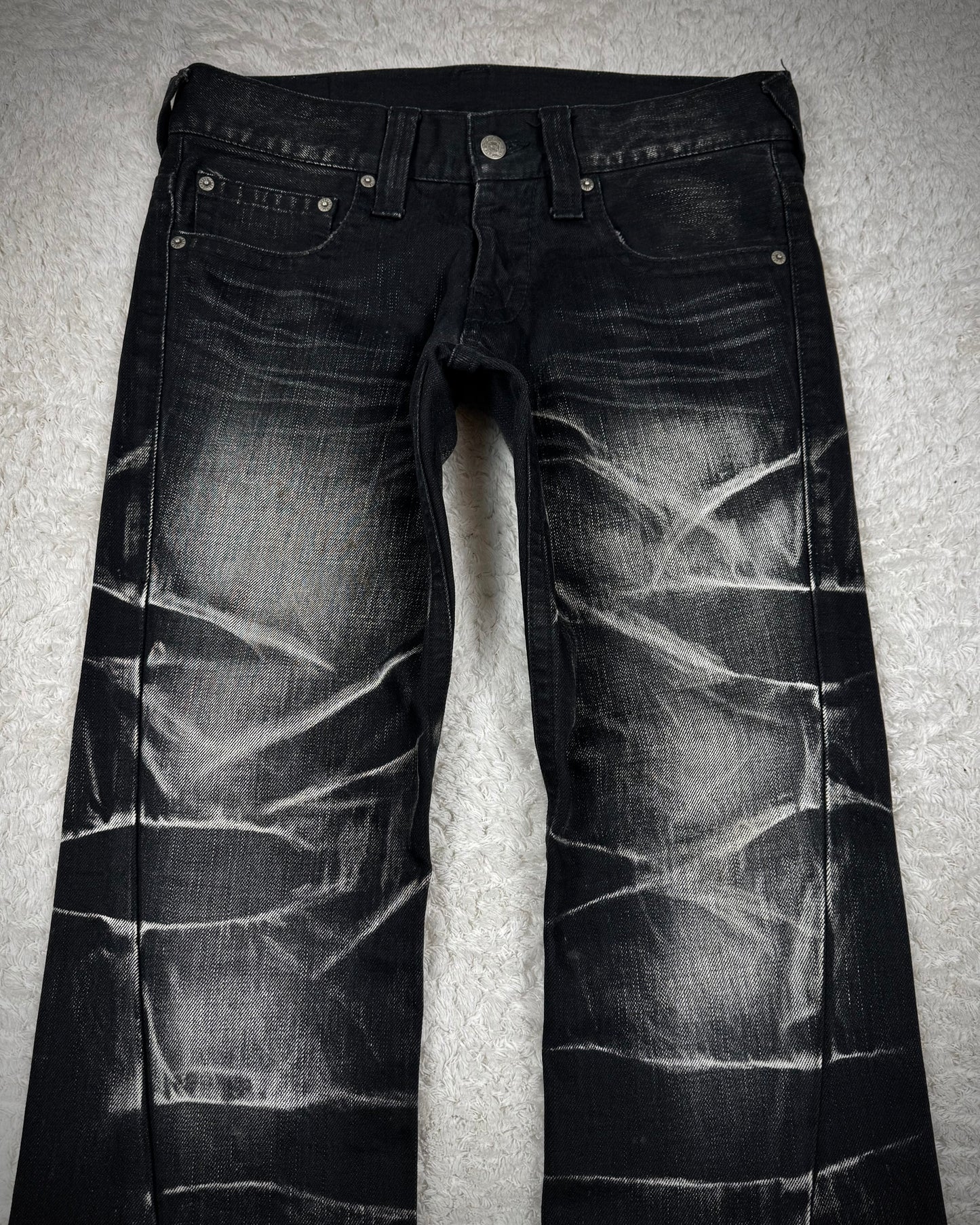 Tornado Mart Whisker Washed Spiral Flared Jeans