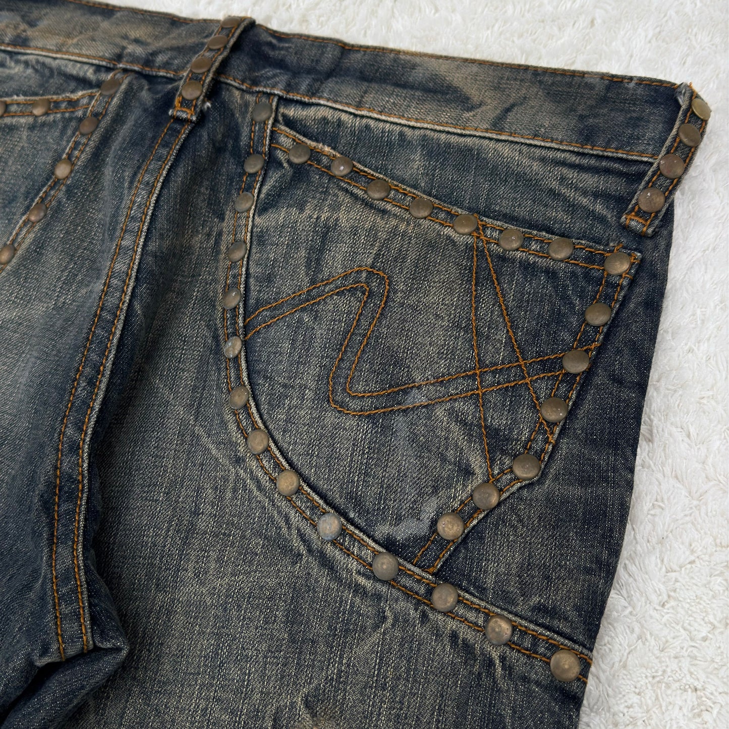Semantic Design Studded Distressed Bootcut Jeans