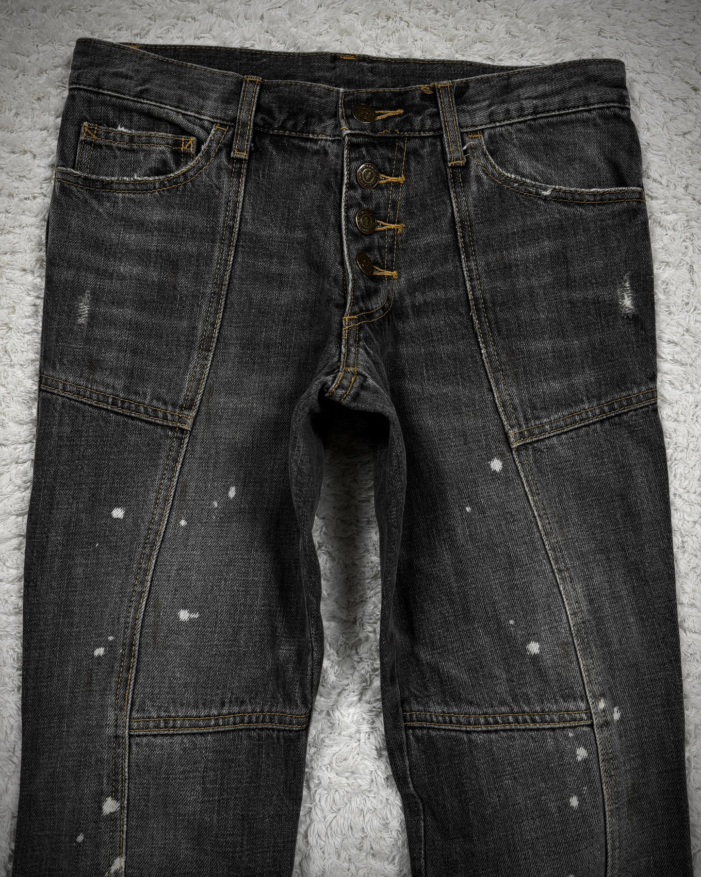 Tornado Mart Backlace Paint Splatter Flared Jeans