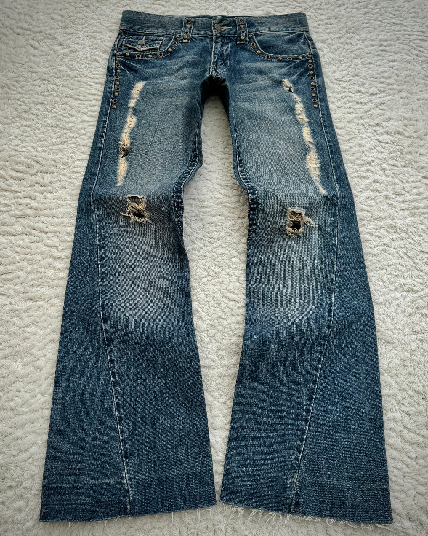 Tornado Mart Pierced Western Spiral Bootcut Jeans