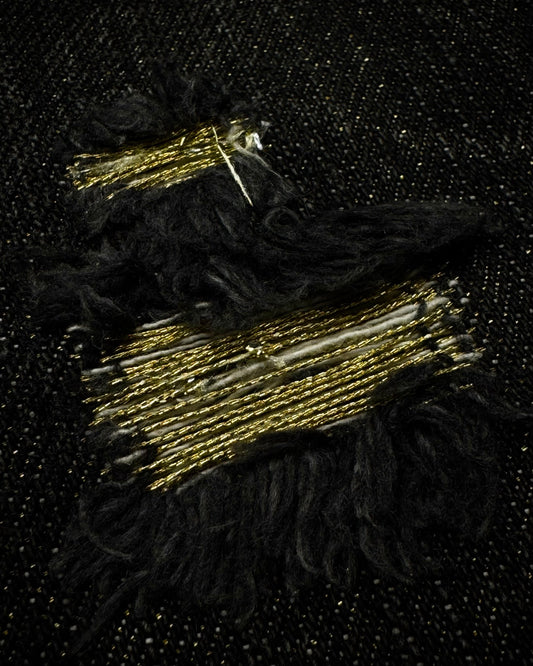 Prigs Gold Seam Distressed Luster Flared Jeans