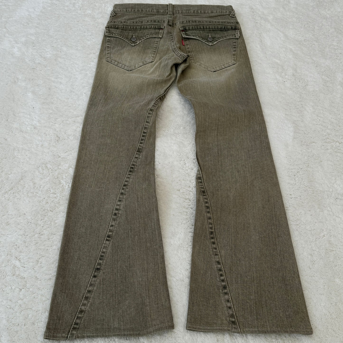 Tornado Mart Beige Spiral Cut Flared Jeans