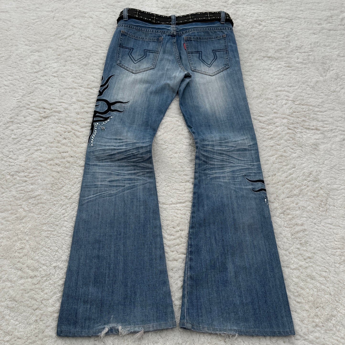 Tornado Mart Tribals Embroidered Flared Jeans with Crystals