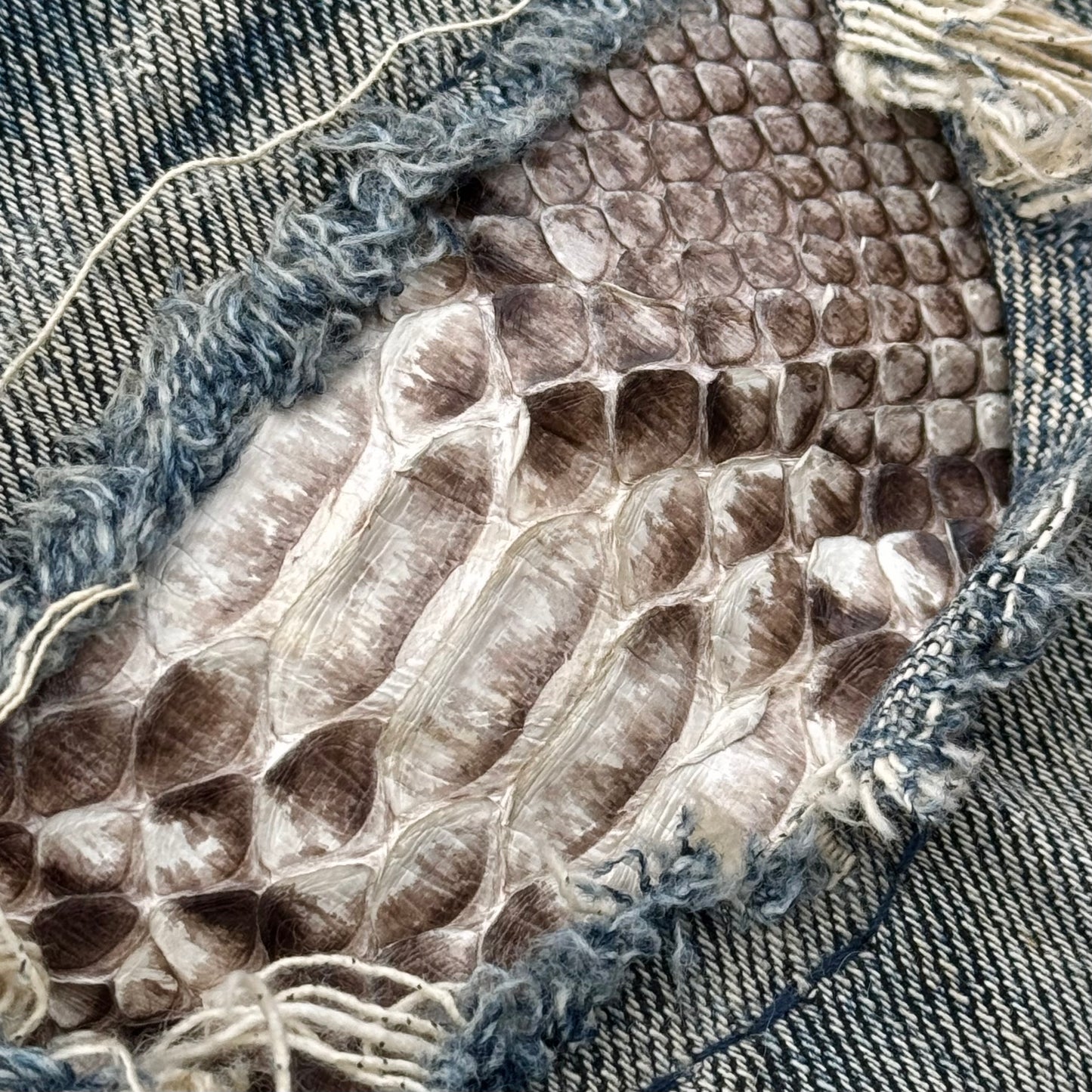 Tornado Mart Python Repaired Bell Bottom Flared Jeans