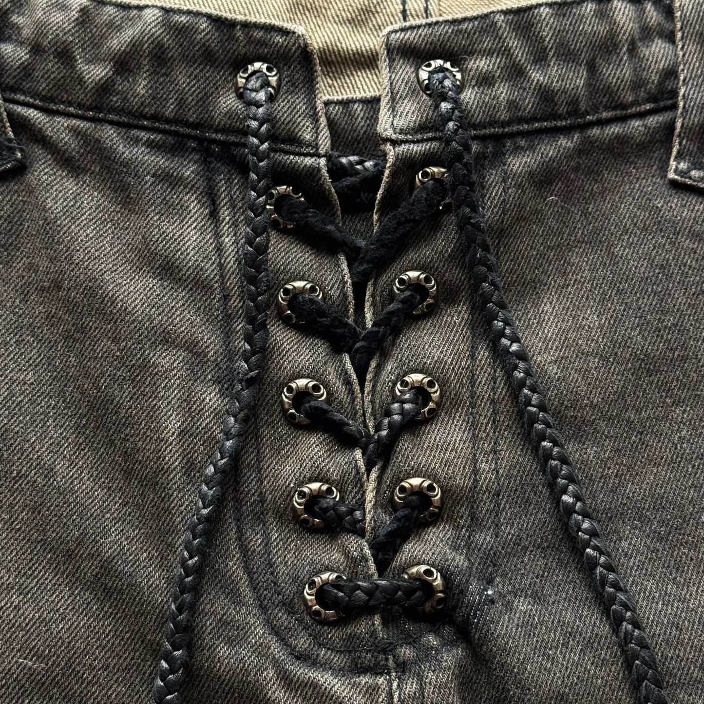 Henry Duarte Sword Knee Flared Lace-Up Jeans