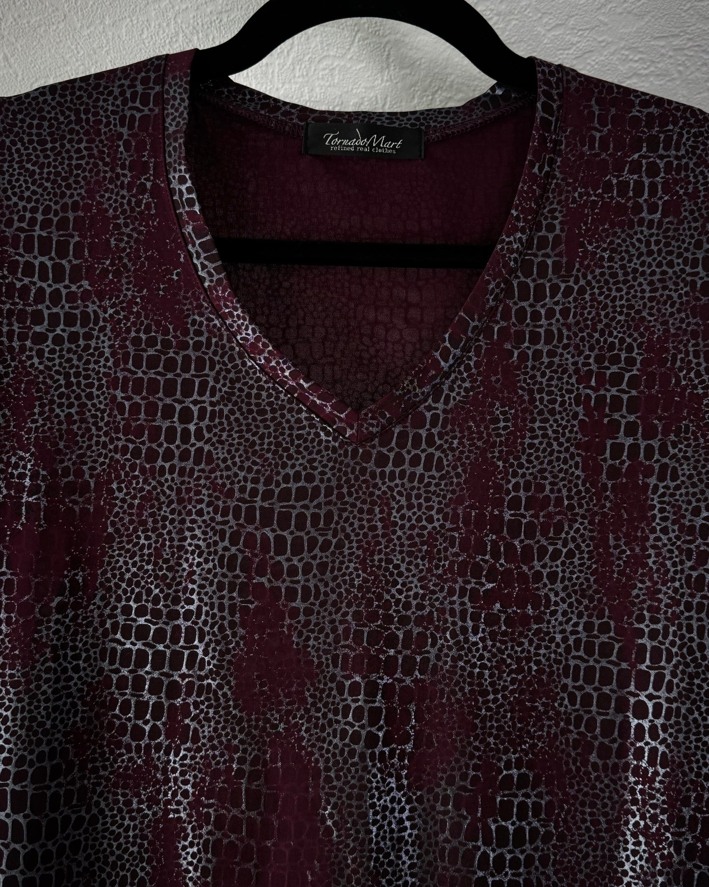 Tornado Mart Bordeaux Silver Snakeskin Pattern T-Shirt
