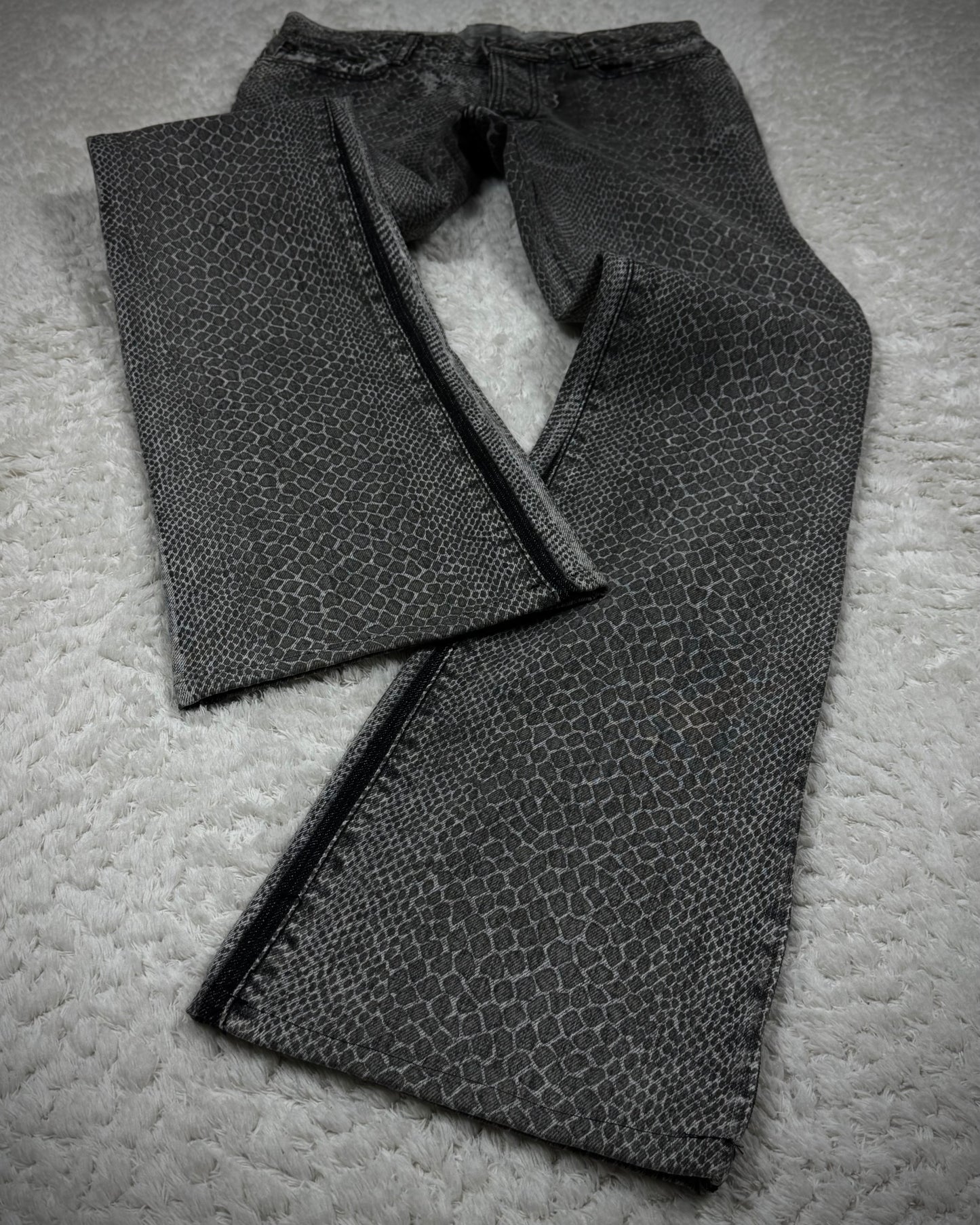 5351 Pour Les Hommes Python Coated Flared Jeans