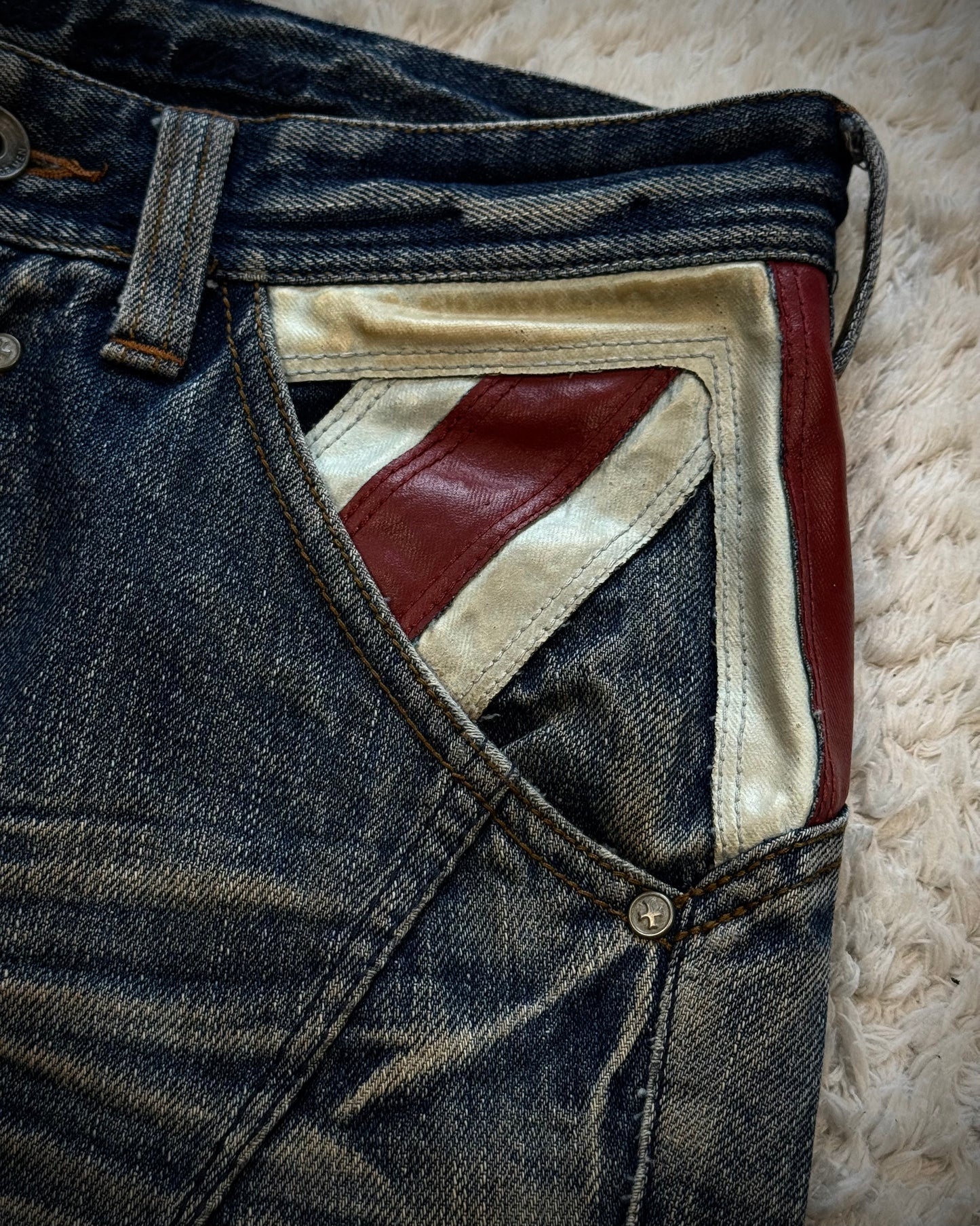Nicole Club Leather UK Flag Whiskered Denim