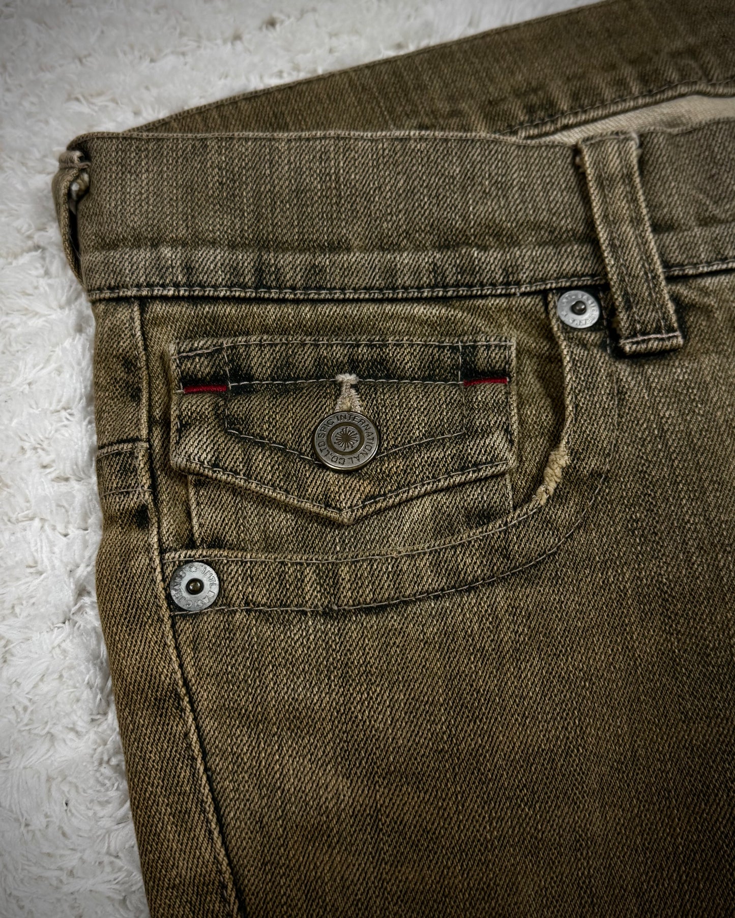 Tornado Mart Mud Washed Western Spiral Flared Jeans