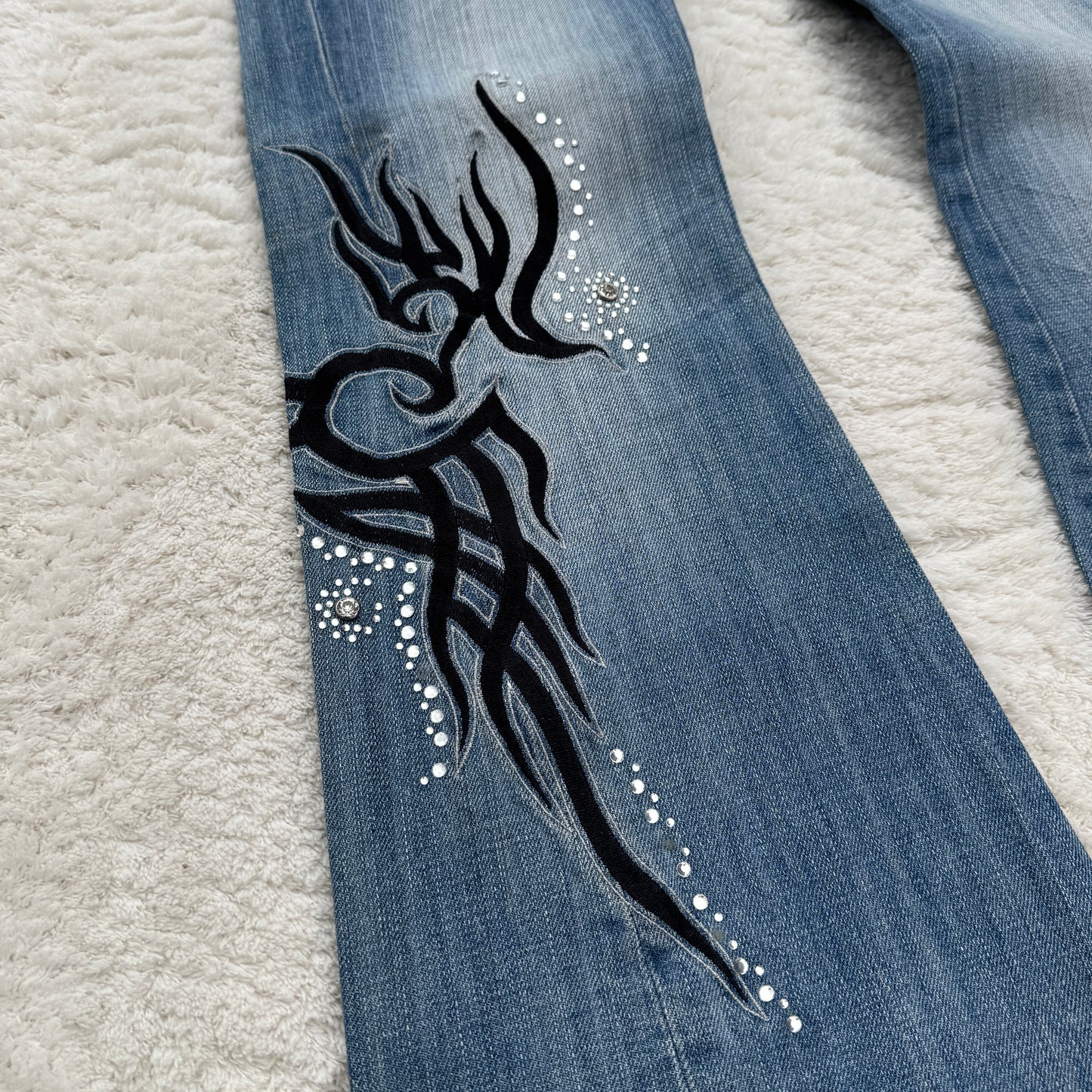 Tornado Mart Tribals Embroidered Flared Jeans with Crystals