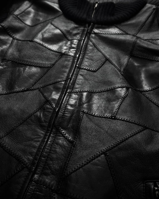 5351 Pour Les Hommes Scar Stitched Cowhide Leather Patchwork Jacket