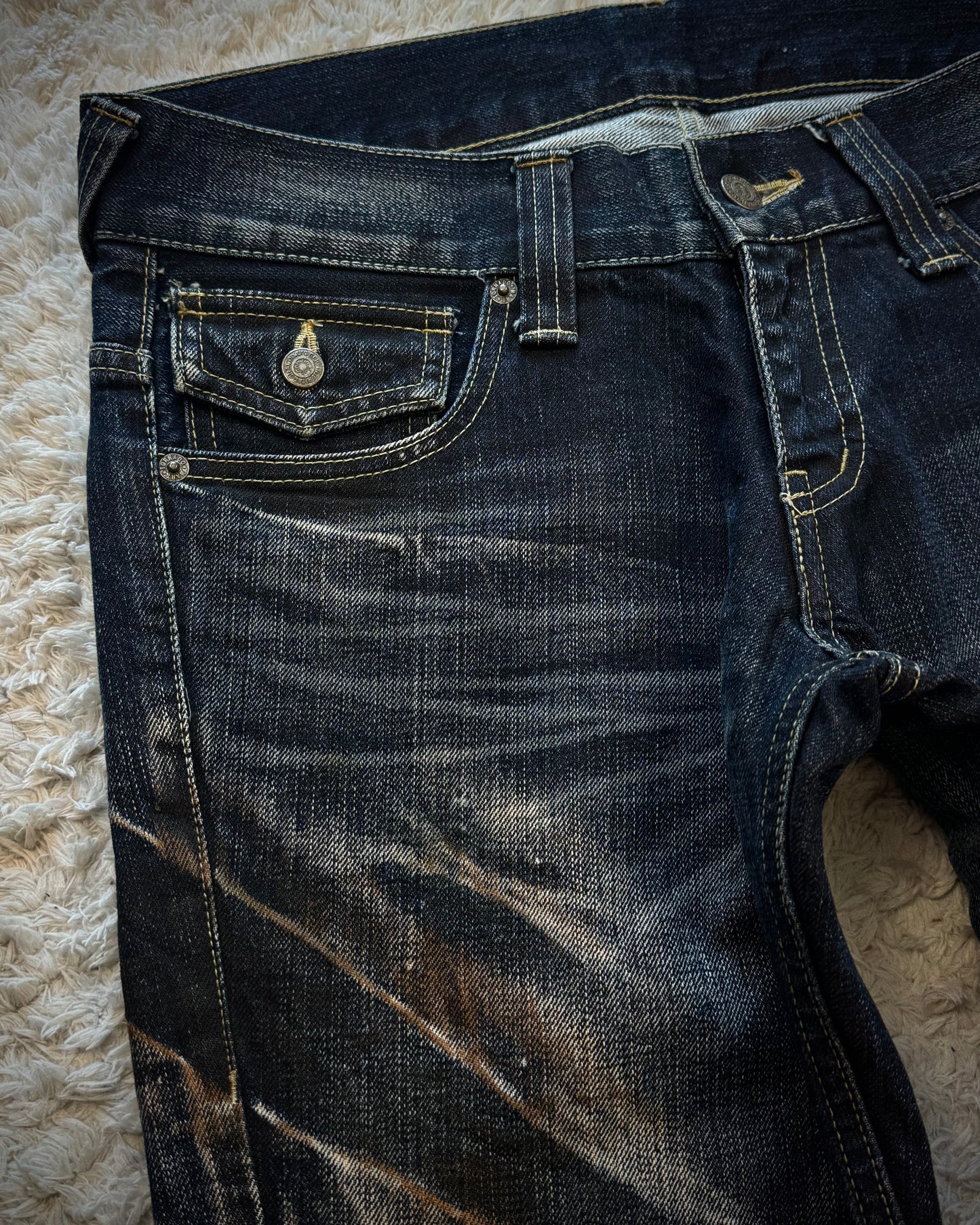 Tornado Mart Mud Clawmarks Washed Flap Pocket Flared Jeans