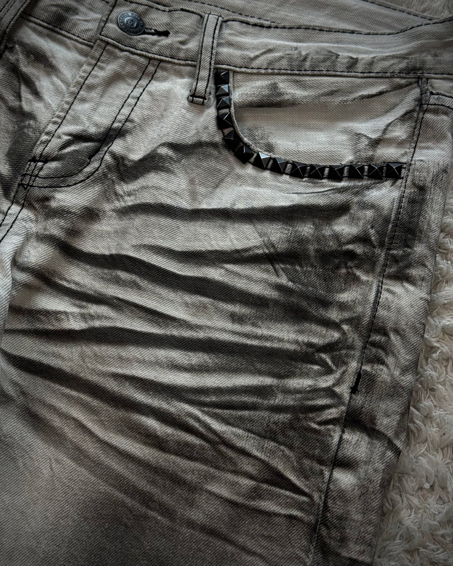 CavariA Leopard Repaired Clawmarks Bootcut Jeans