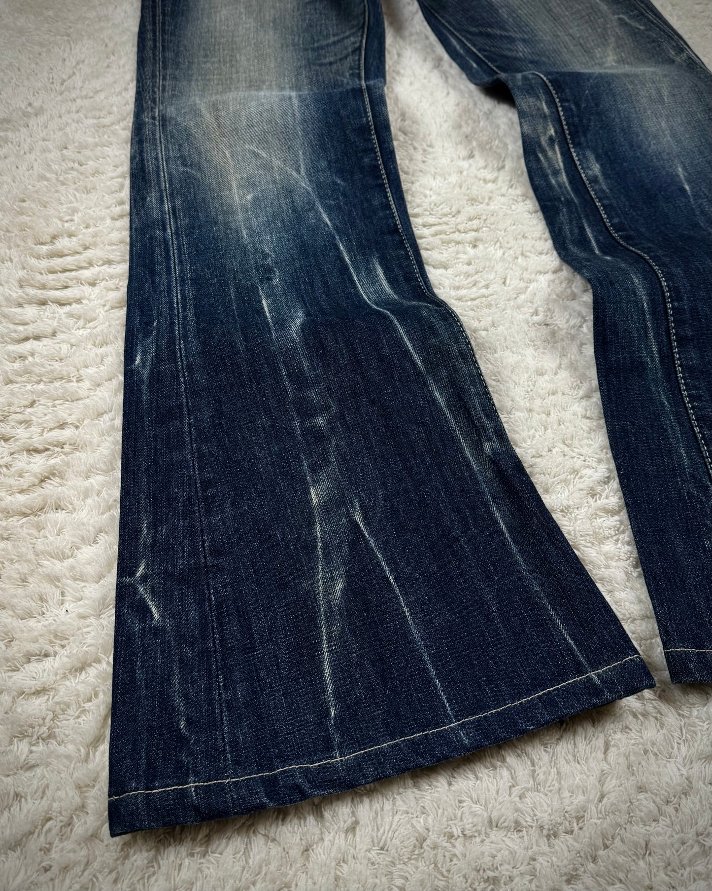 Vanquish Whisker Washed Flared Jeans