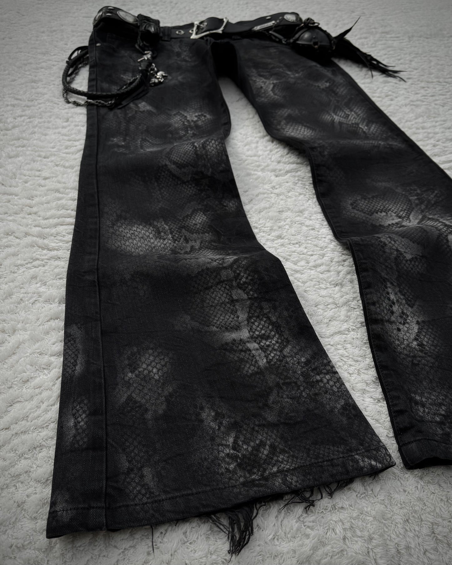 Tornado Mart Python Printed Flared Pants