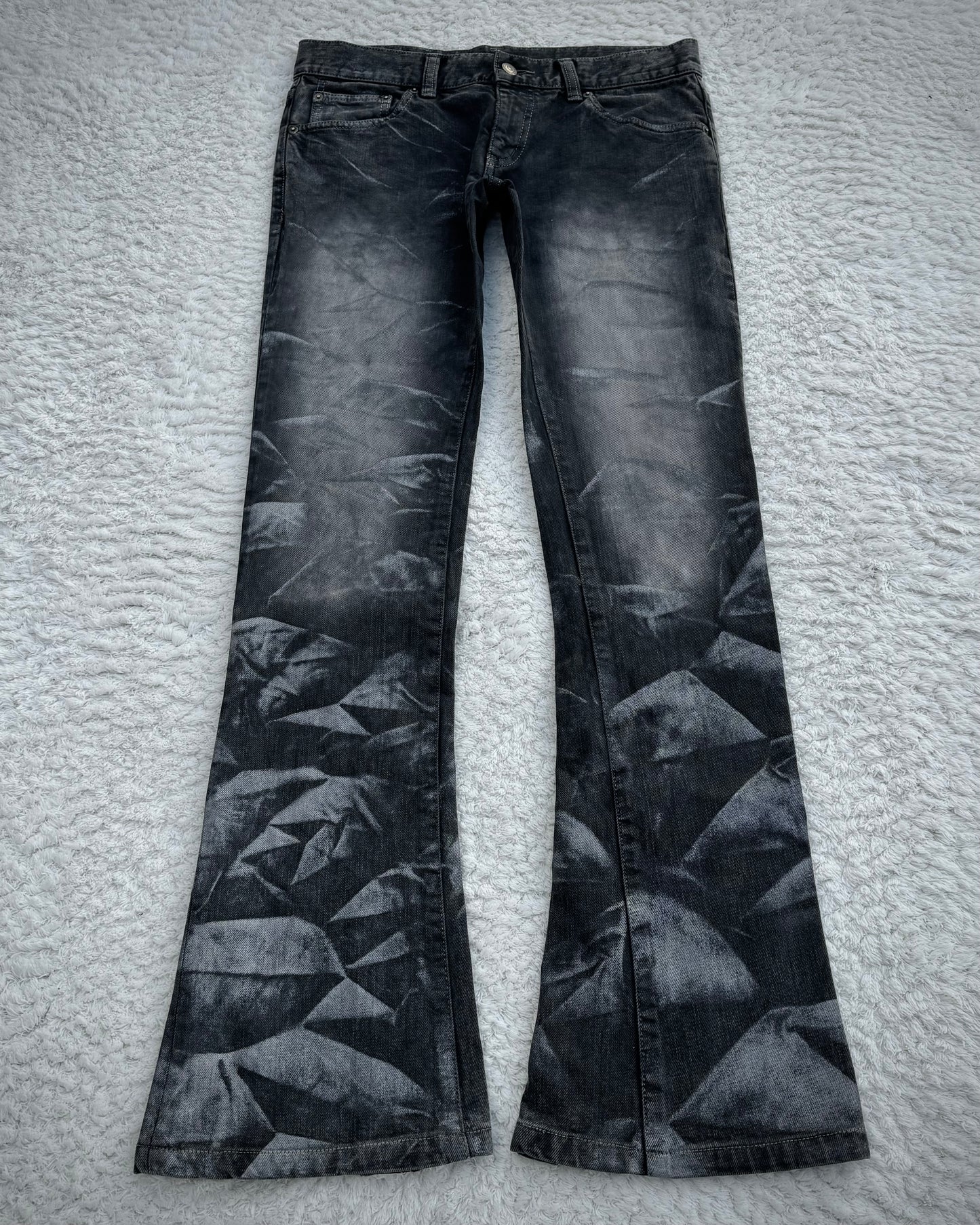 Tornado Mart Backlace Crystal Washed Flared Jeans