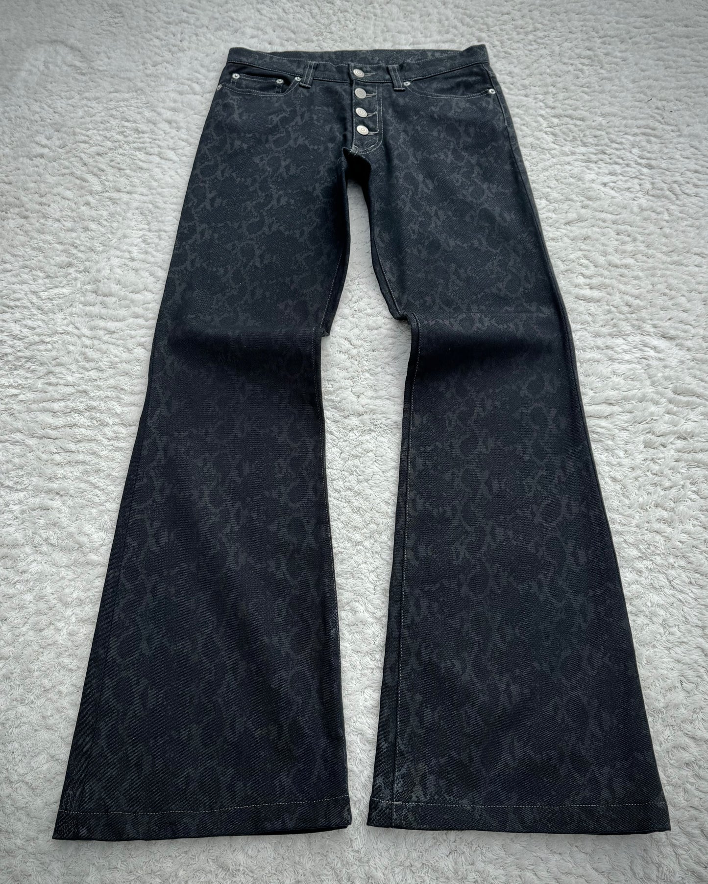 Tornado Mart Snakeskin Pattern Flared Pants
