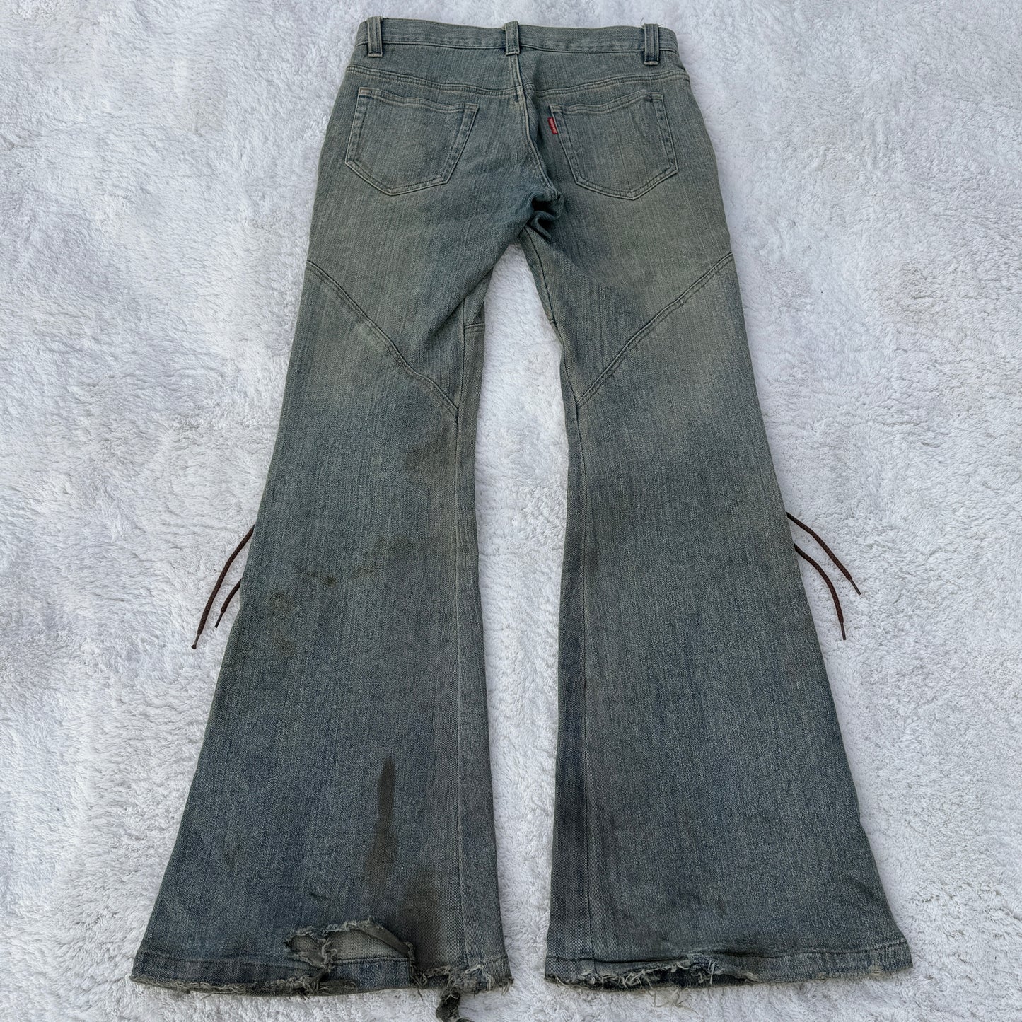 Tornado Mart Mud Washed Lace-Up Flared Jeans