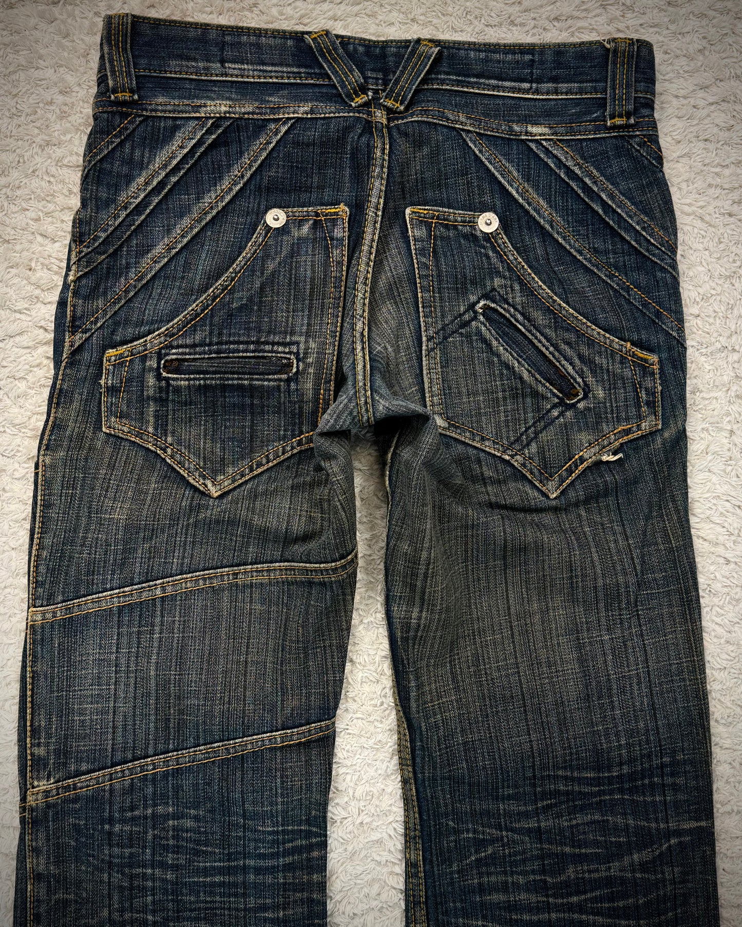 Jeans De Art Multi Pocket Mud Washed Jeans