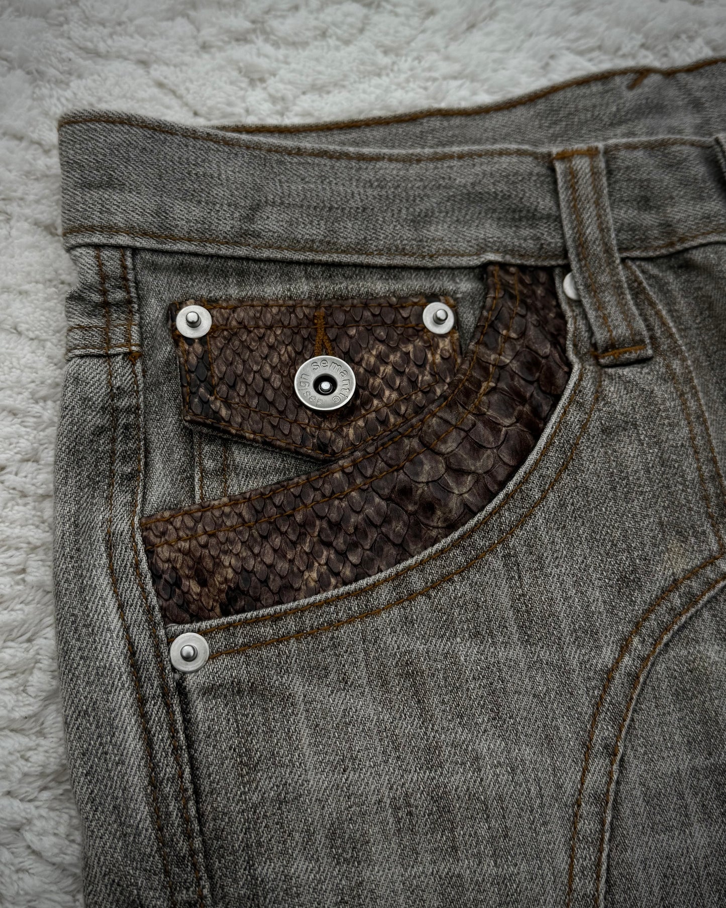Semantic Design Python Detailed Earthy Bootcut Jeans