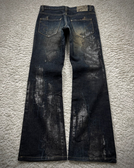 Semantic Design Mud Washed Python Waxed Bootcut Jeans