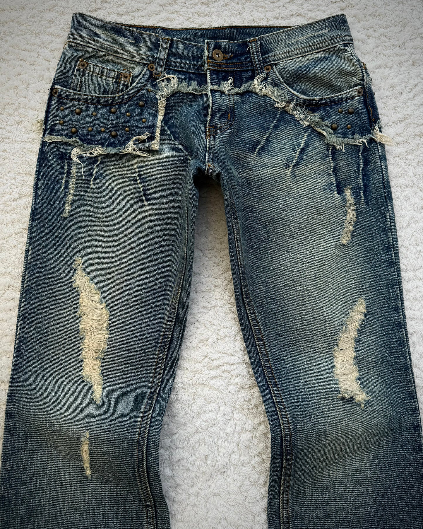 G-Land Edge Studded Distressed Bootcut Jeans