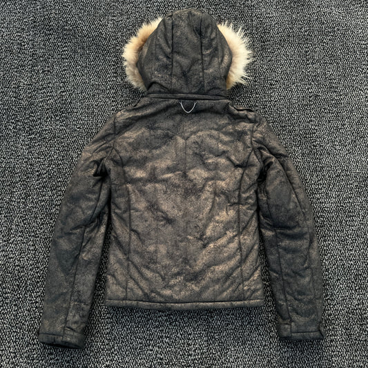 Varentine Cracked Pattern & Fur Jacket