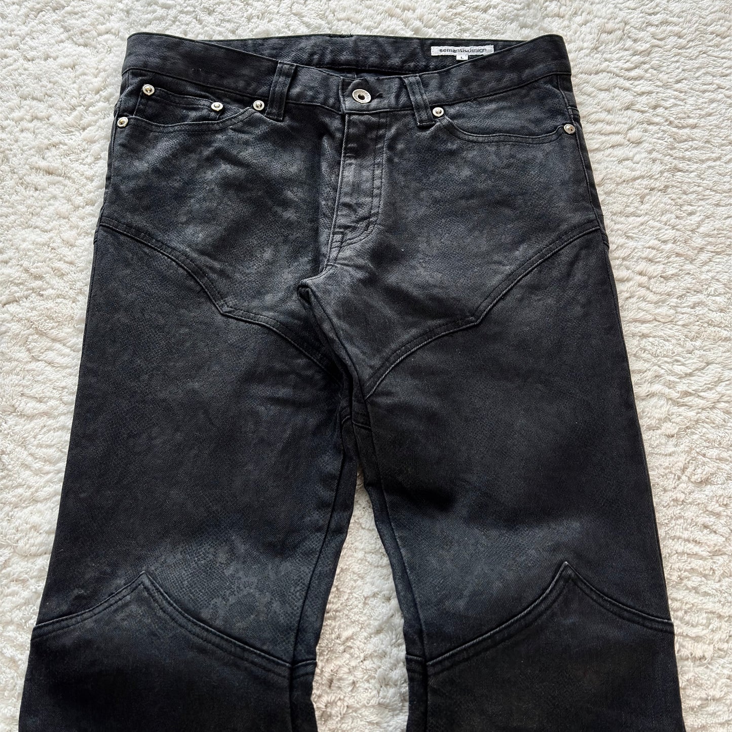 Semantic Design Snakeskin Flared Lace-Up Pants