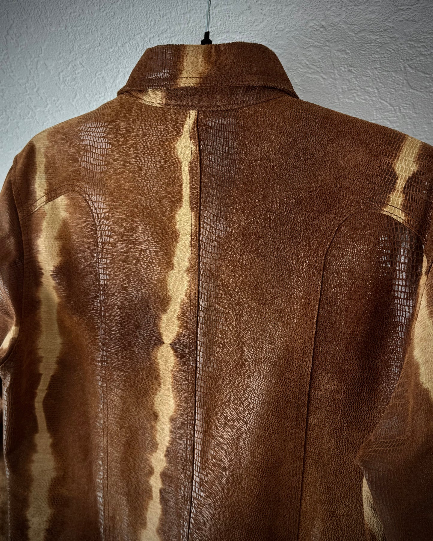 Tornado Mart Lizard Waxed Western Leather Shirt