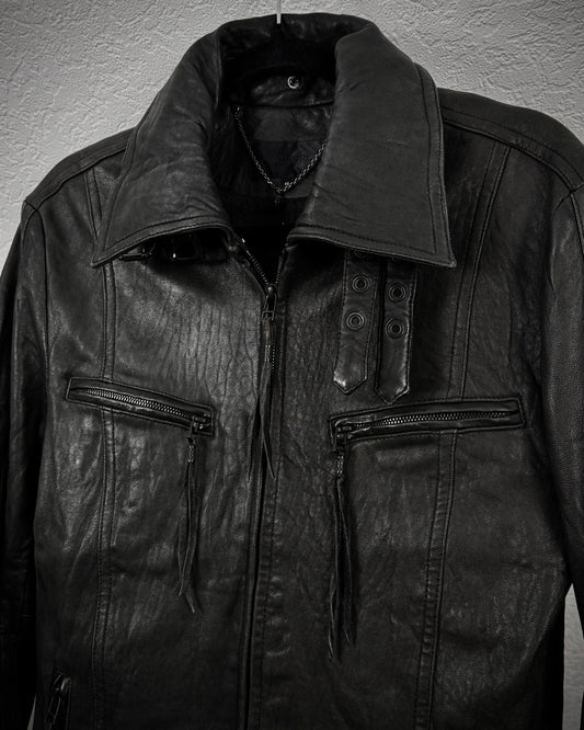 Schorl Textured Leather Tassel Jacket