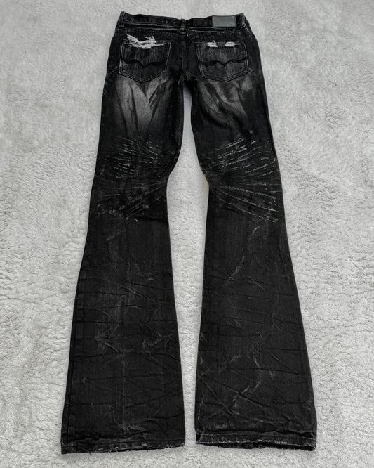 Fuga Whisker Coating Distressed Bootcut Jeans