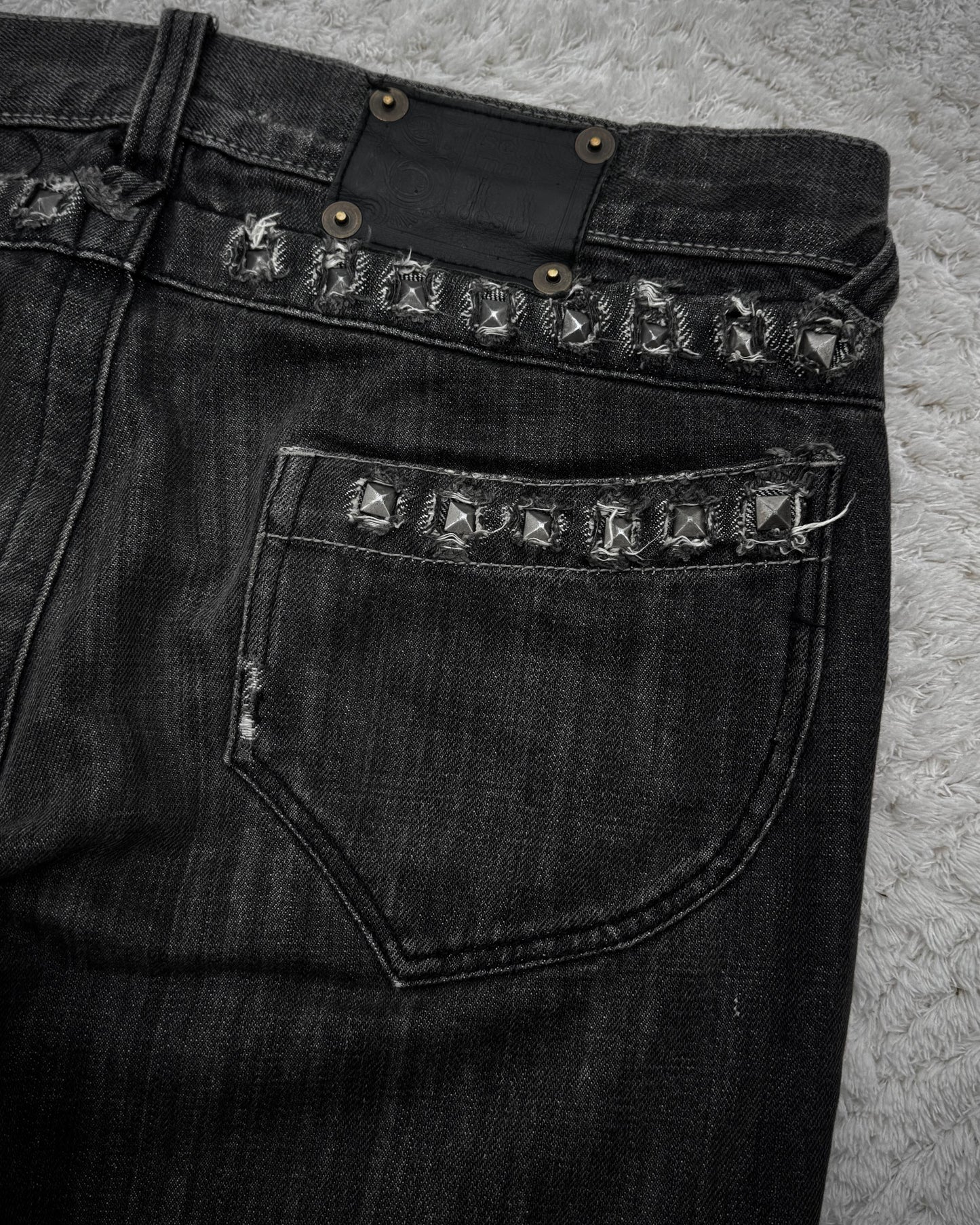 Semantic Design Studded Distressing Flared Jeans