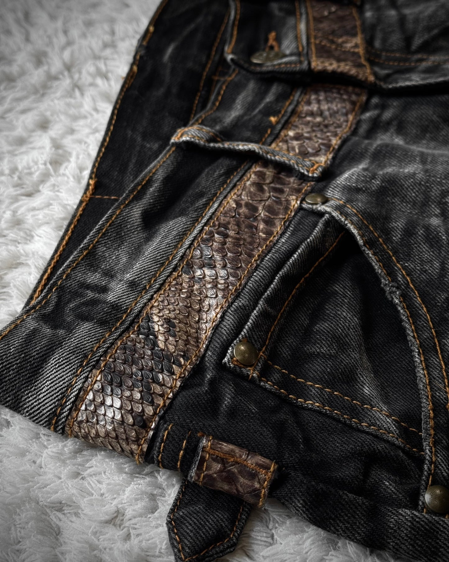 Tornado Mart Python Belted Flared Jeans
