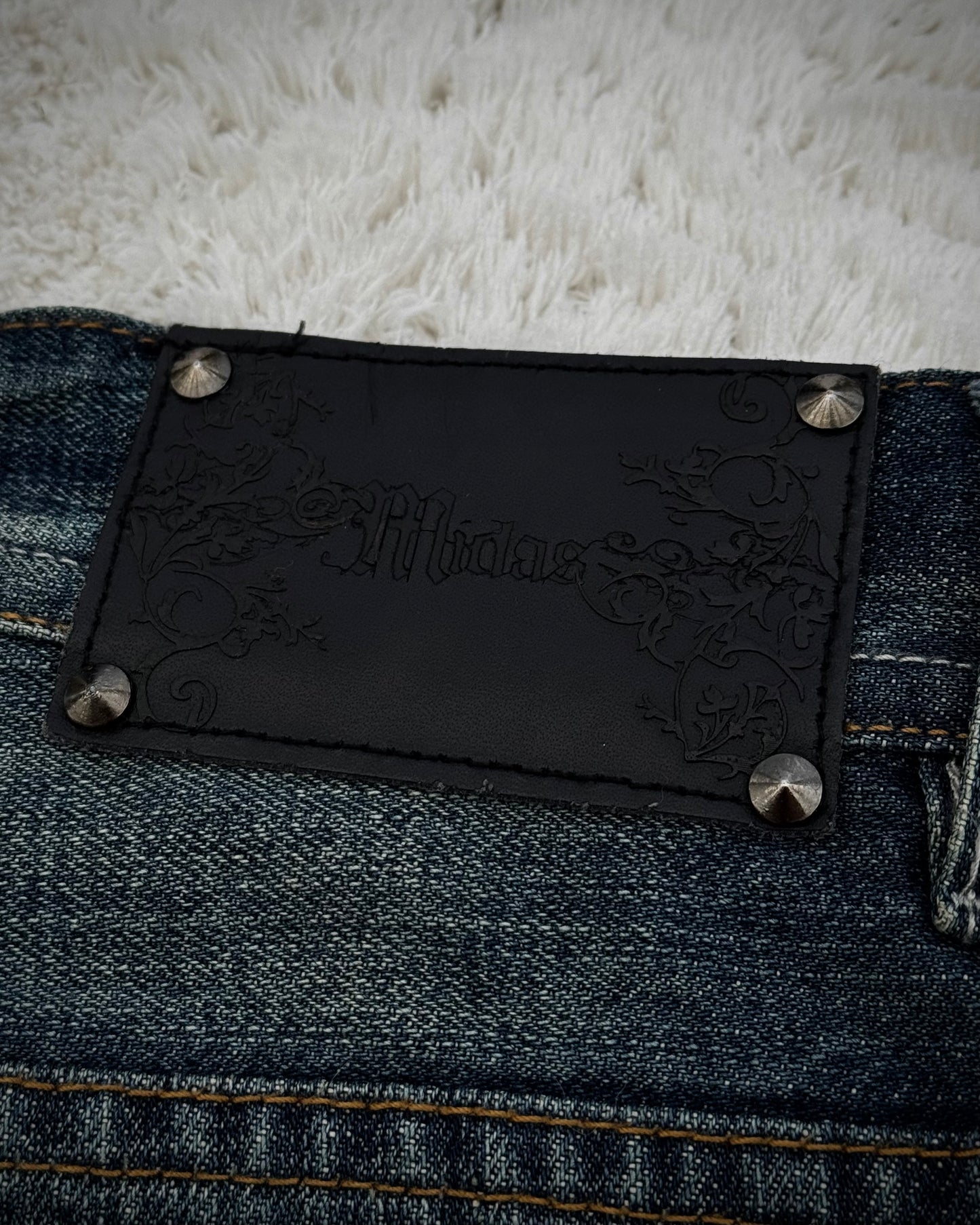 Midas Stitch Repaired Distressed Flared Jeans