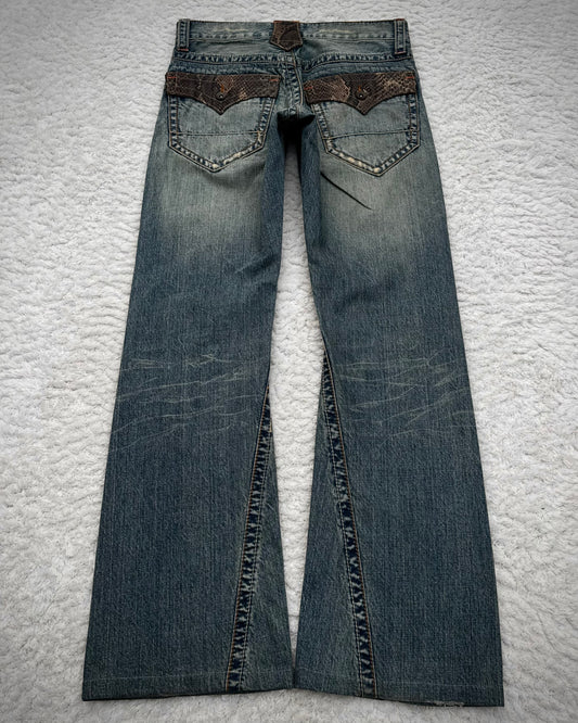 Semantic Design Python Detailed Spiral Bootcut Jeans