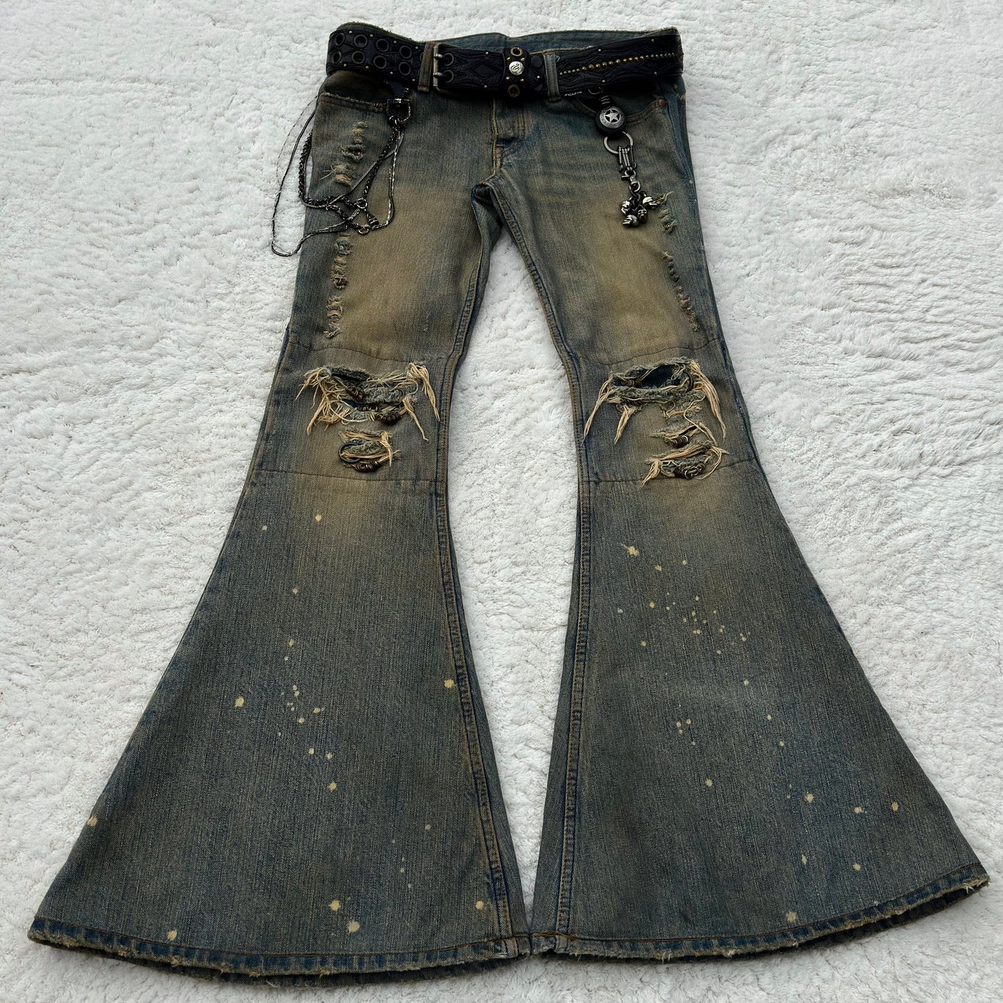 IfSixWasNine Mud Max Bell Bottom Pierced Flared Jeans