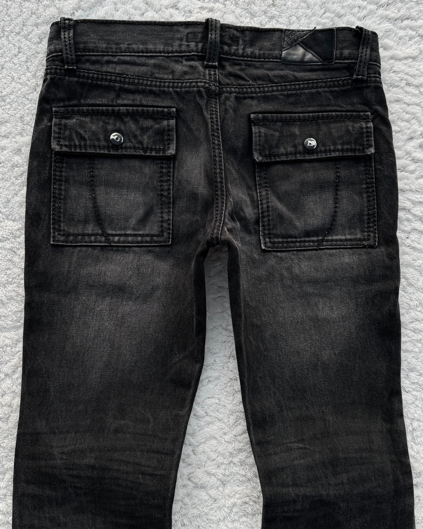 Fuga Snakeskin Detailed Slim Bootcut Jeans