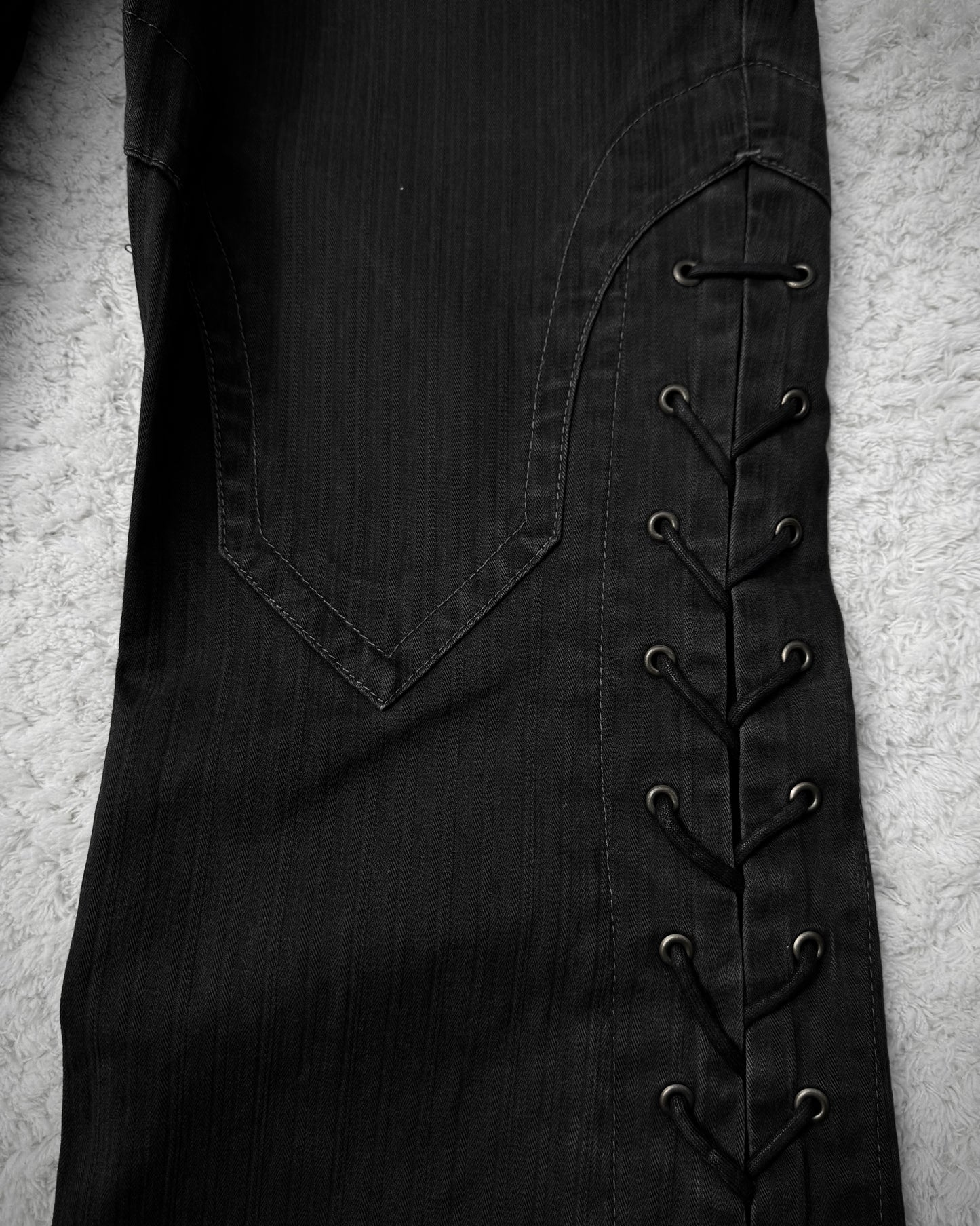 Tornado Mart Pin Striped Lace Up Flared Pants
