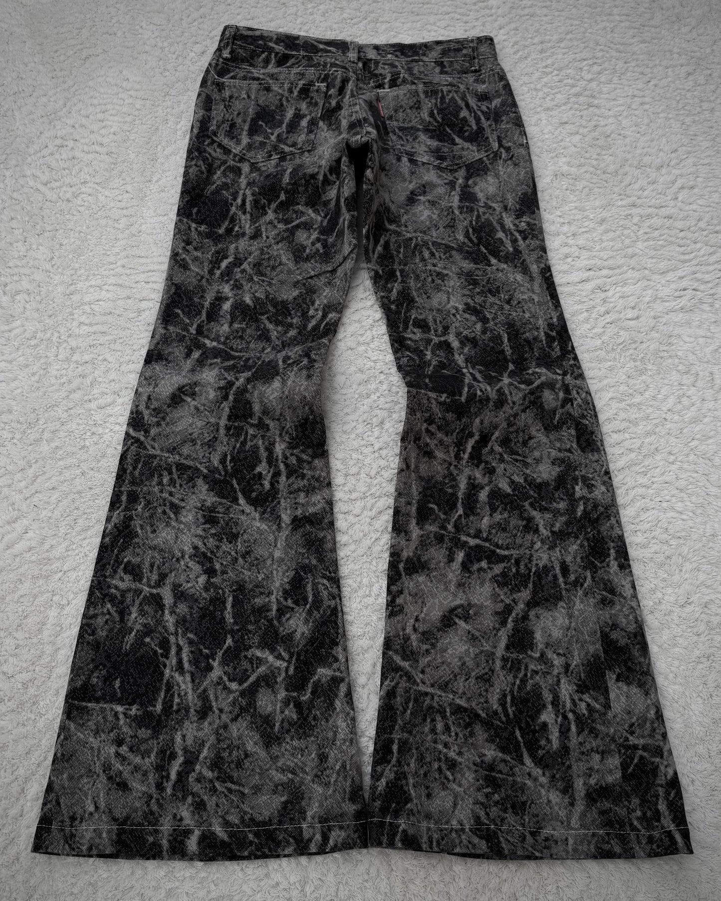 Tornado Mart Cracked Marble Wash Flared Jeans