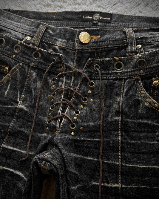 Lowbox Double Waisted Lace Up Bootcut Jeans
