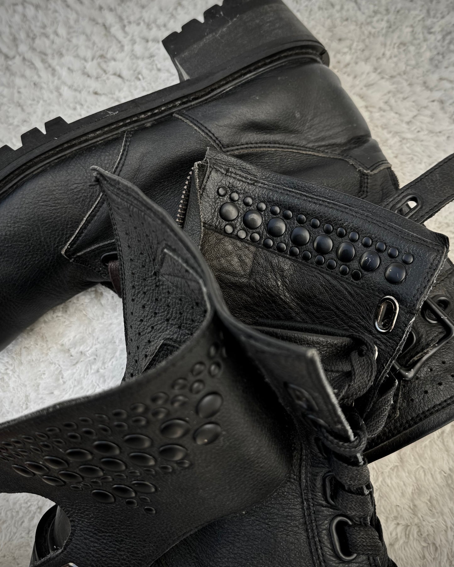 Midas Belted Leather Combat Boots