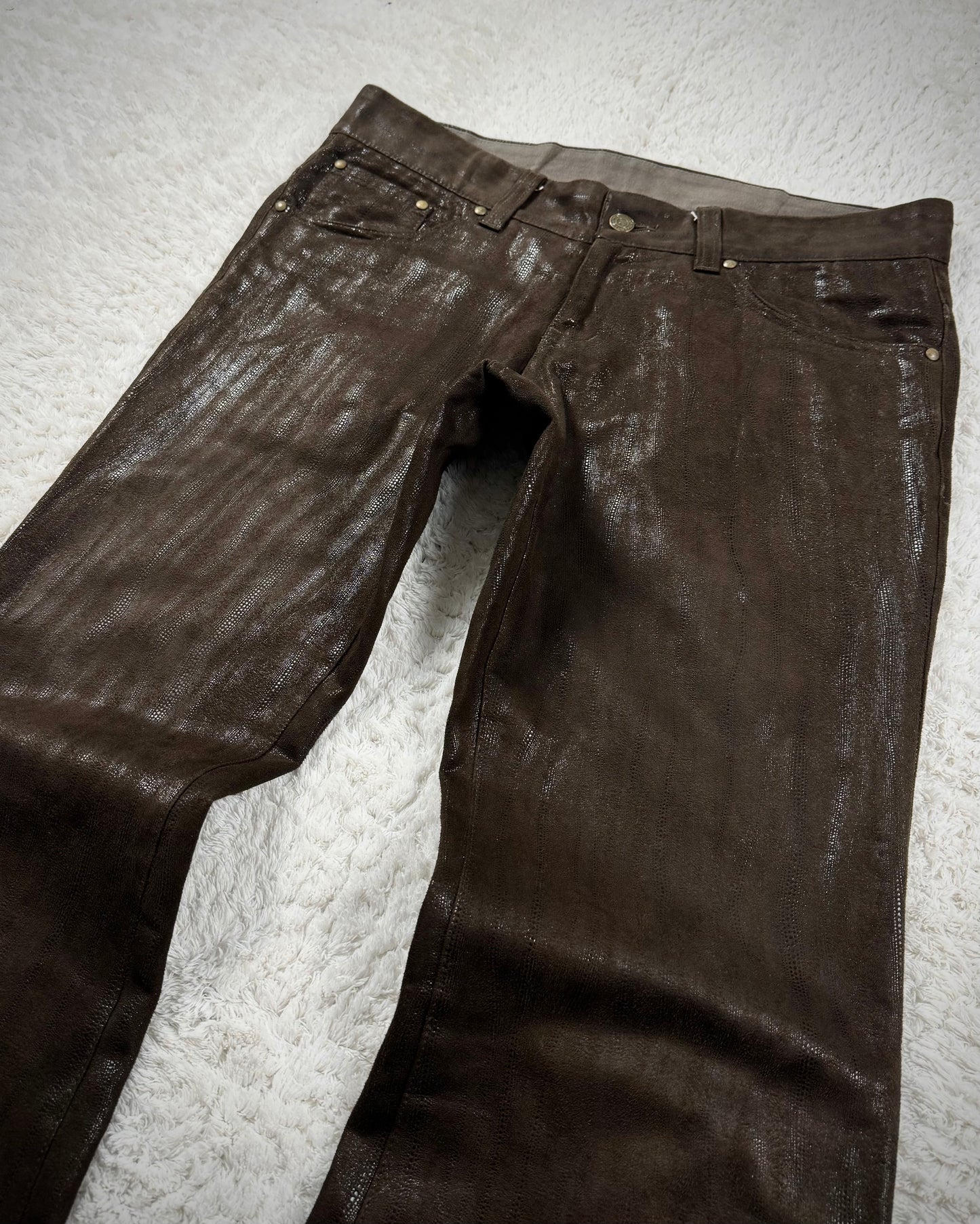 Tornado Mart Stingray Waxed Flared Pants