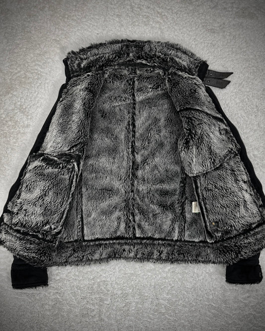 Hideaways Fur Lined Charcoal Suede Jacket