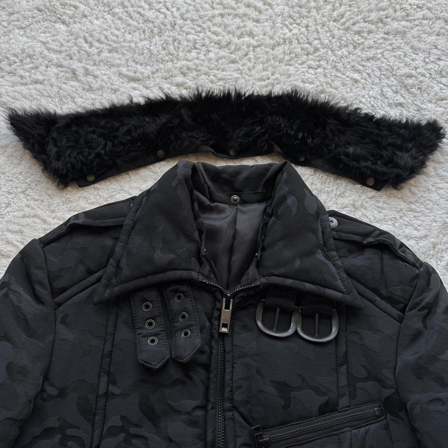 5351 Pour Les Hommes Fur Collar Camo Jacket