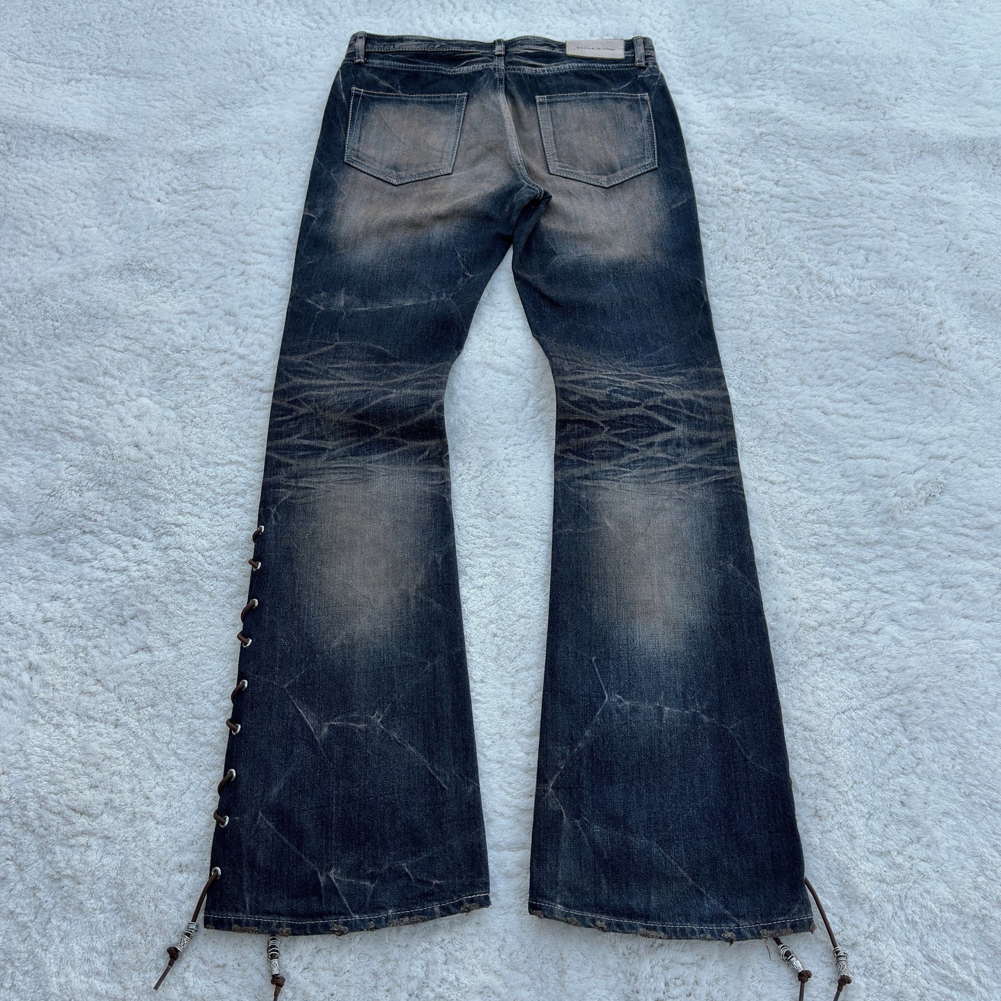 Fuga Lace-Up Mud Washed Bootcut Jeans