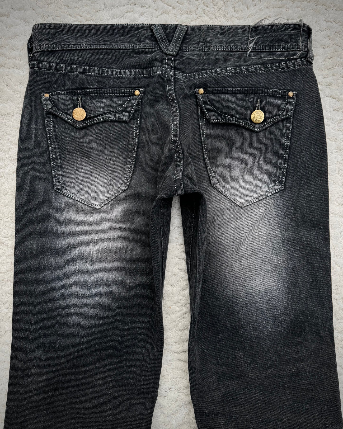 Vanquish Bordeaux Python Repaired Distressing Flared Jeans