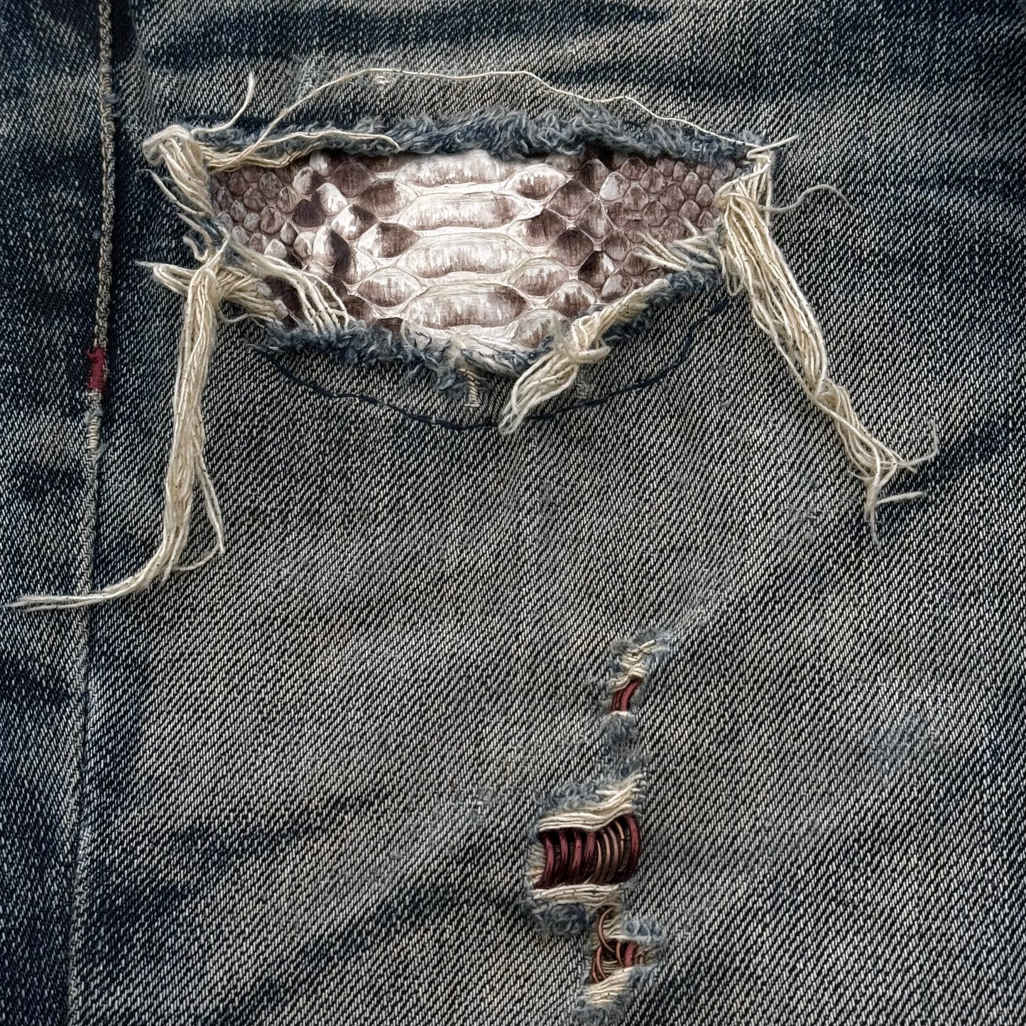 Tornado Mart Python Repaired Bell Bottom Flared Jeans