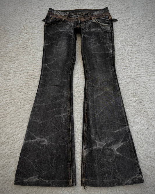 Tornado Mart Python Belted Flared Jeans