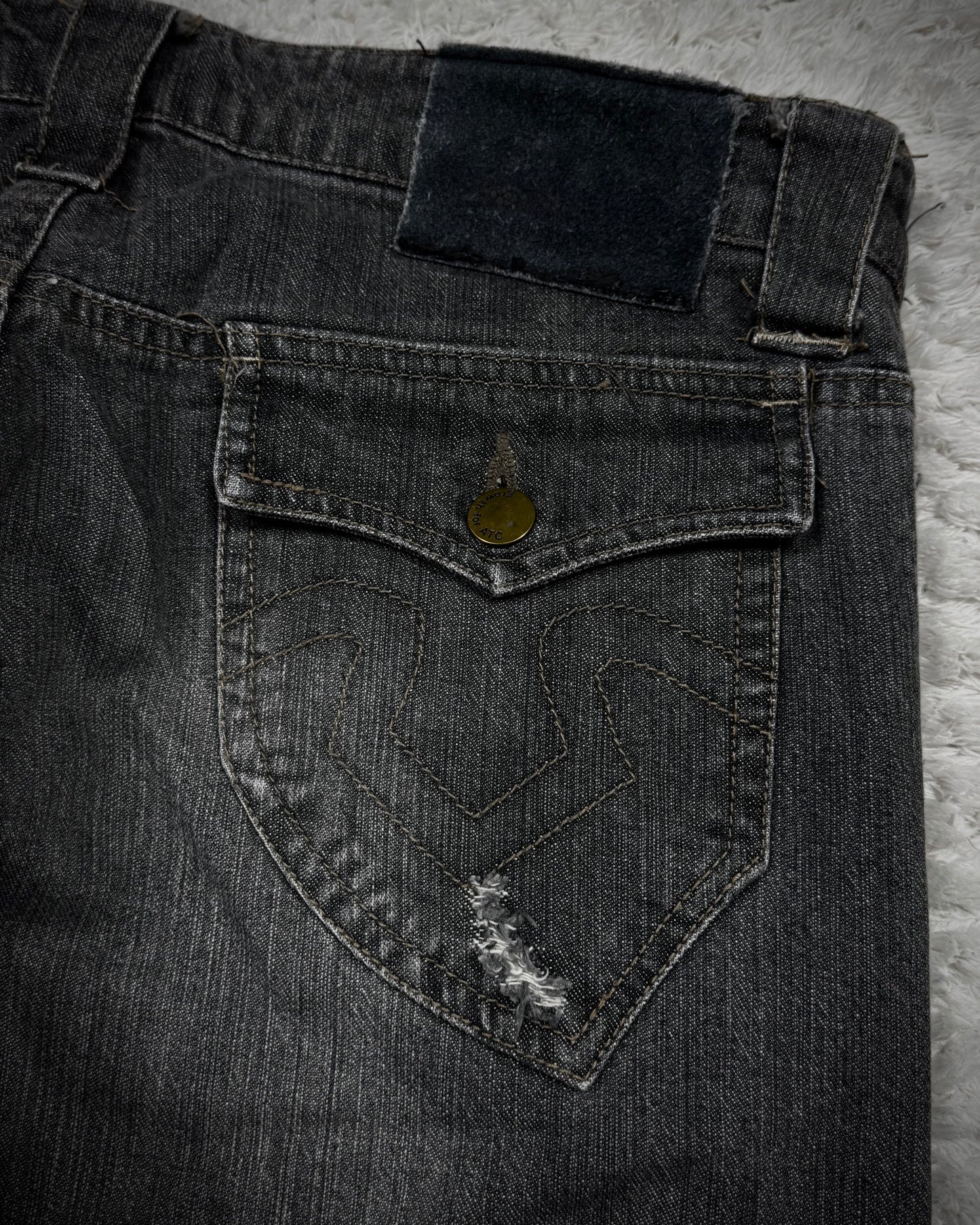 In The Attic Whisker Washed Frayed J-Cut Flared Jeans