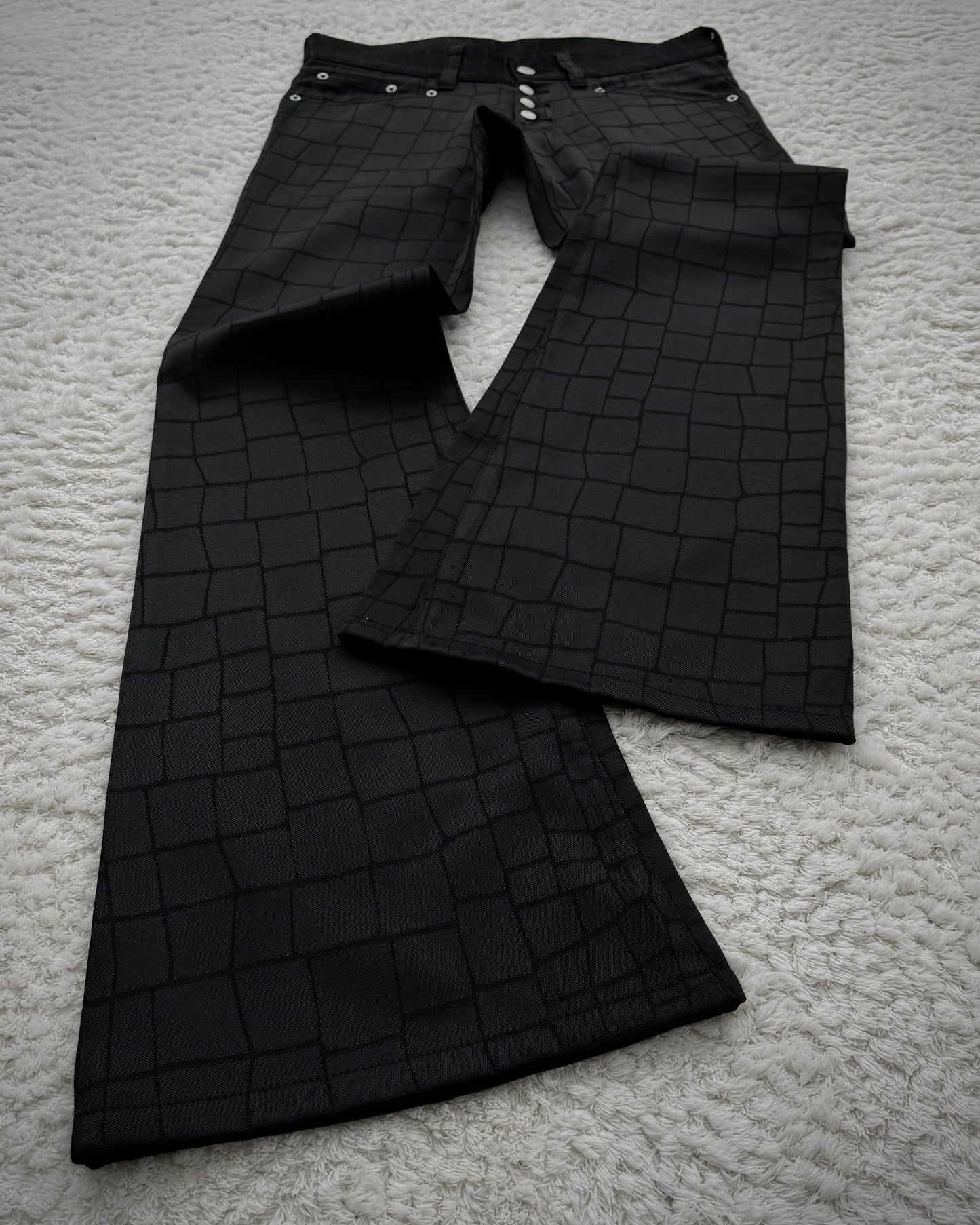 Tornado Mart Croco Pattern Flared Suit Pants